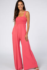 Coral Sleeveless Wide Leg Maternity Jumpsuit