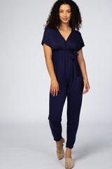 Navy Wrap Tie Jumpsuit