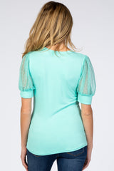 Mint Mesh Sleeve Maternity Top