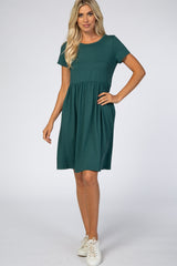 Forest Green Short Sleeve Babydoll Dress