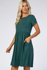 Forest Green Short Sleeve Babydoll Dress