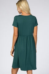 Forest Green Short Sleeve Babydoll Dress