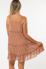 Mauve Polka Dot Ruffle Tiered Maternity Dress