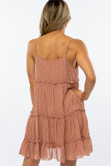 Mauve Polka Dot Ruffle Tiered Dress