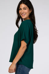 Forest Green Short Sleeve Blouse