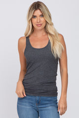 Charcoal Ribbed Racerback Maternity Tank Top