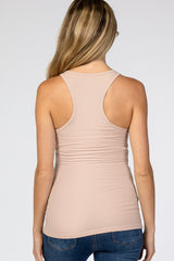 Peach Ribbed Racerback Maternity Tank Top