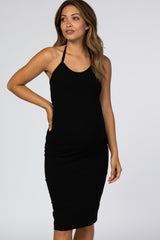 Black Halter Neck Maternity Dress