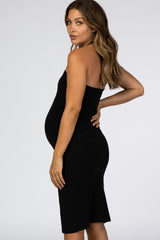 Black Halter Neck Maternity Dress