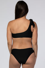 Black Cutout One Shoulder Maternity Bikini Set