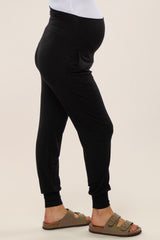 Black Maternity Band Jogger Pants