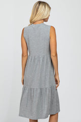 Heather Grey Ribbed Sleeveless Midi Dress