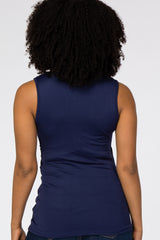 Navy Crossover Ruched Nursing Tank