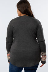 Charcoal Colorblock Sleeve Plus Top