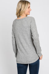 Heather Grey Brushed Waffle Knit Top