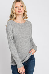 Heather Grey Brushed Waffle Knit Top