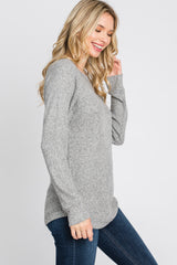 Heather Grey Brushed Waffle Knit Top