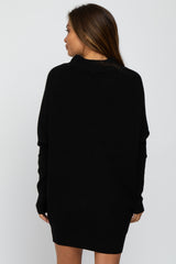 Black Funnel Neck Dolman Sleeve Maternity Mini Dress