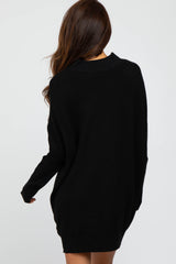 Black Funnel Neck Dolman Sleeve Mini Dress