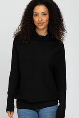 Black Funnel Neck Dolman Sleeve Sweater