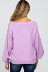 Lavender Boat Neck Bubble Sleeve Maternity Sweater