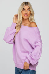 Lavender Boat Neck Bubble Sleeve Sweater