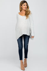 White Speckled Oversized Maternity Sweater