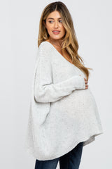 White Speckled Oversized Maternity Sweater