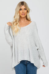 White Speckled Oversized Maternity Sweater