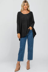 Black Soft Knit Dolman Sleeve Sweater