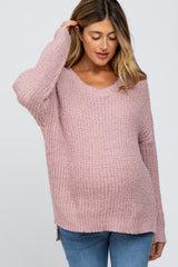 Light Pink Dropped Shoulder Maternity Sweater