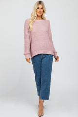 Light Pink Dropped Shoulder Sweater