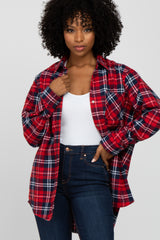 Red Plaid Button Up Flannel Top