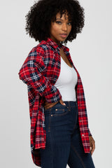 Red Plaid Button Up Flannel Top