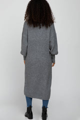 Heather Grey Bubble Sleeve Long Cardigan