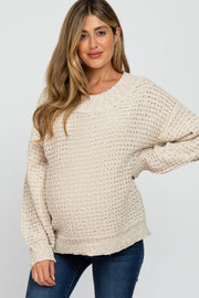 Beige Chunky Knit Maternity Sweater