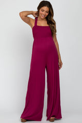 Magenta Sleeveless Wide Leg Maternity Jumpsuit