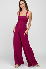 Magenta Sleeveless Wide Leg Maternity Jumpsuit