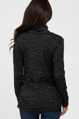 Black Soft Heathered Draped Wrap Nursing Top