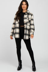 Black Soft Plaid Flannel Shacket