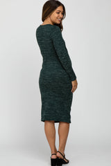 Forest Green Heather Wrap Fitted Maternity Dress