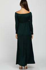 Forest Green Wrap Front Empire Waist Maternity Maxi Dress