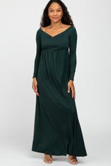 Forest Green Wrap Front Empire Waist Maxi Dress