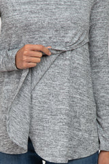 Heather Grey Knit Layered Front Nursing Top