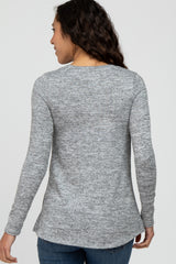 Heather Grey Knit Layered Front Nursing Top