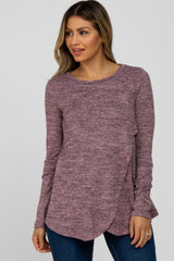 Mauve Heather Knit Layered Front Nursing Top