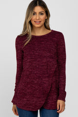 Burgundy Heather Knit Layered Front Maternity/Nursing Top