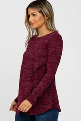 Burgundy Heather Knit Layered Front Nursing Top