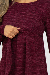 Burgundy Heather Knit Layered Front Nursing Top