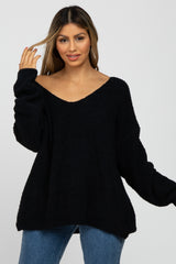 Black V-Neck Soft Maternity Sweater